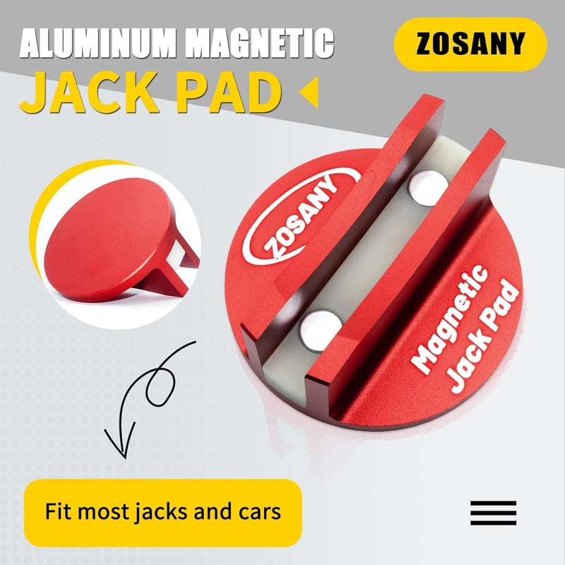 ZOSANY Universal Magnetic Jack Pad, Pinch Weld Adapter with Large Slotted, Aluminum Grooved Magnetic Pad, Jack Stand Frame Rail Adapter (2PCS Red) - Image 2